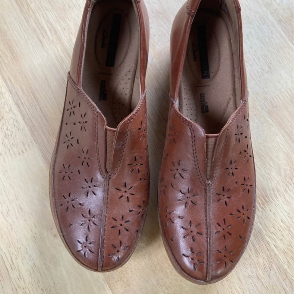 Clarks Brown Leather Wedges